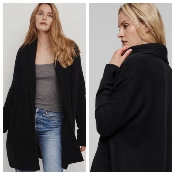 NakedCashmere Sweaters - NAKEDCASHMERE River Women’s S Black Open Front Cardigan Oversized Luxe Cozy